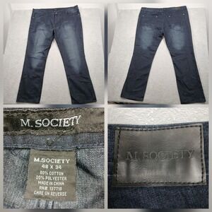 M. Society Men's Jeans 48x33‎ Dark Wash Straight Fit Denim